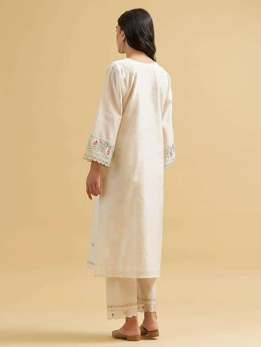 LoomBella LifestyleWomen's Cotton Embroidered Straight Kurti with Pant