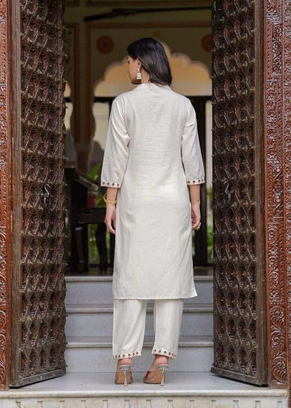 LoomBella Lifestyle Women's Cotton Embroidered Straight Kurti with Pant and Dupatta Set