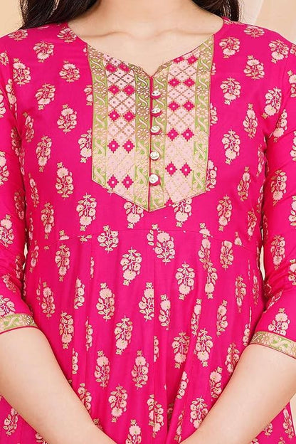 LoomBella LifestyleWomen's Rayon Printed Anarkali Short Kurti Gown