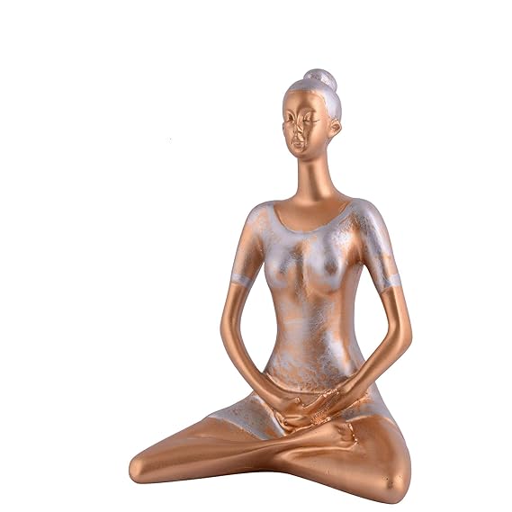 FAB CRAFT STUDIO Suitable for Home Decor Yoga Posture Lady Statue Idol for Home Yoga Statue Admirable piece of Gift