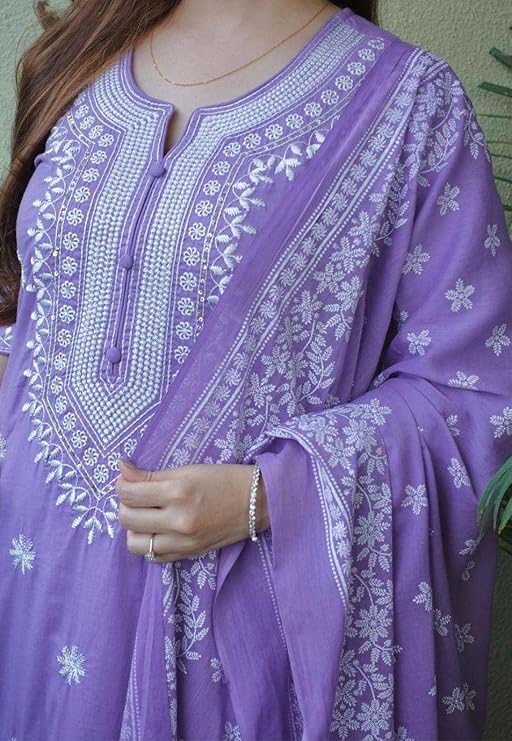 Women’s Cotton Floral Printed Straight Kurti With Pant and Dupatta