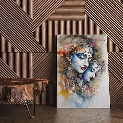 FAB CRAFT STUDIO Radha Krishna Wall Painting For Wall Decoration Canvas Wall Painting For Home Decor, Living Room, Bedroom, Office Hotel
