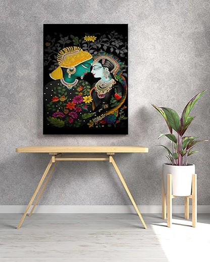 FAB CRAFT STUDIO Radha Krishna Wall Painting For Wall Decoration Canvas Wall Painting For Home Decor, Living Room, Bedroom, Office Hotel