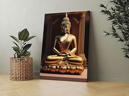 FAB CRAFT STUDIO Buddha Wall Painting For Wall Decoration Canvas Wall Painting For Home Decor, Living Room, Bedroom, Office Hotel