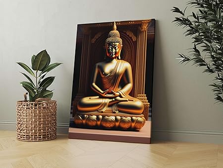 FAB CRAFT STUDIO Buddha Wall Painting For Wall Decoration Canvas Wall Painting For Home Decor, Living Room, Bedroom, Office Hotel