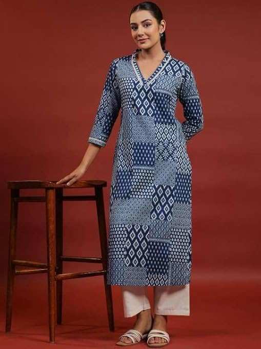 LoomBella LifestyleWomen's Rayon Printed Straight Kurti with Pant Set