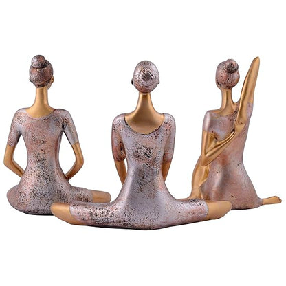 FAB CRAFT STUDIO Suitable for Home Decor Yoga Posture Lady Statue Idol for Home Yoga Statue Three Pair Admirable piece of Gift