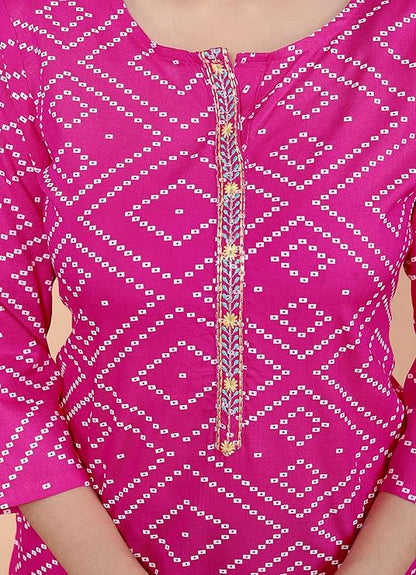 LoomBella LifestyleBandhej Printed Kurti Perfect for Casual, Formal, and Ethnic Wear