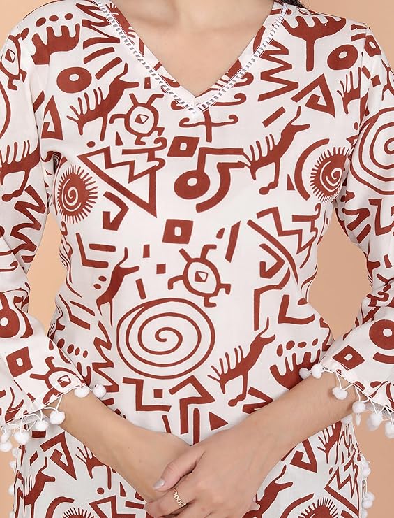 LoomBella Lifestyle Geometric Printed Kurti Perfect for Casual, Formal, and Ethnic Wear
