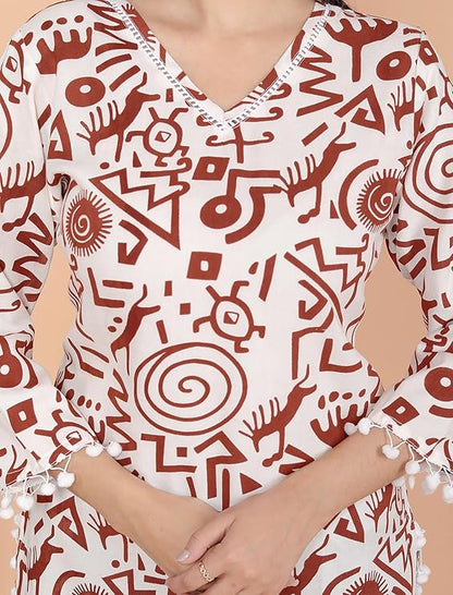 LoomBella Lifestyle Geometric Printed Kurti Perfect for Casual, Formal, and Ethnic Wear