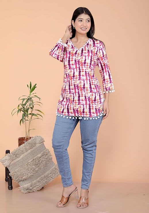 LoomBella Lifestyle Women's Cotton Printed Straight Short Kurta Perfect for Casual, Formal, and Ethnic Wear