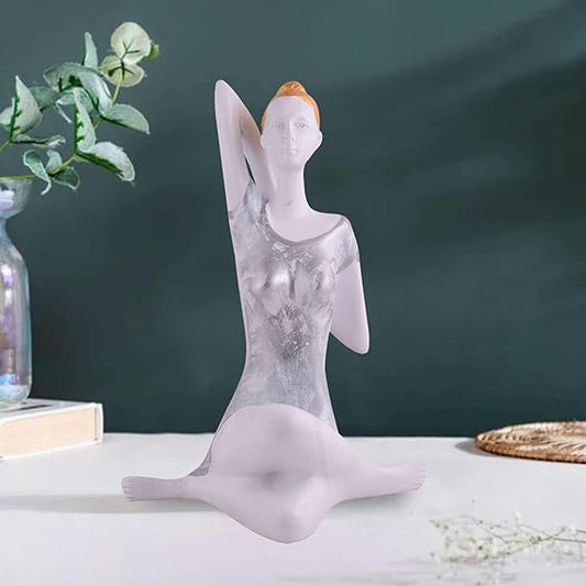 FAB CRAFT STUDIO Suitable for Home Decor Yoga Posture Lady Statue Idol for Home Yoga Statue Admirable piece of Gift