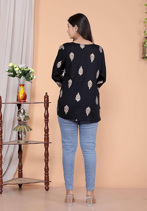 LoomBella Lifestyle Women's Cotton Printed Short Straight Kurti Perfect for Casual, Formal, and Ethnic Wear