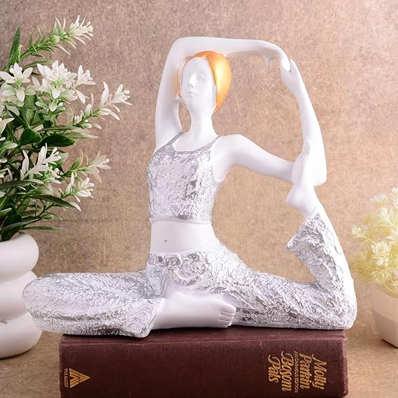 FAB CRAFT STUDIO Suitable for Home Decor Yoga Posture Lady Statue Idol for Home Yoga Statue Admirable piece of Gift