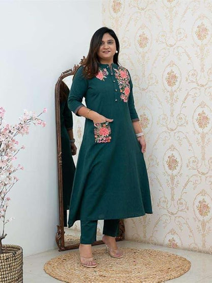 LoomBella LifestyleWomen's Cotton Printed Straight Kurti with Pant