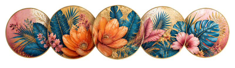 5 Pieces Circle Wall Painting