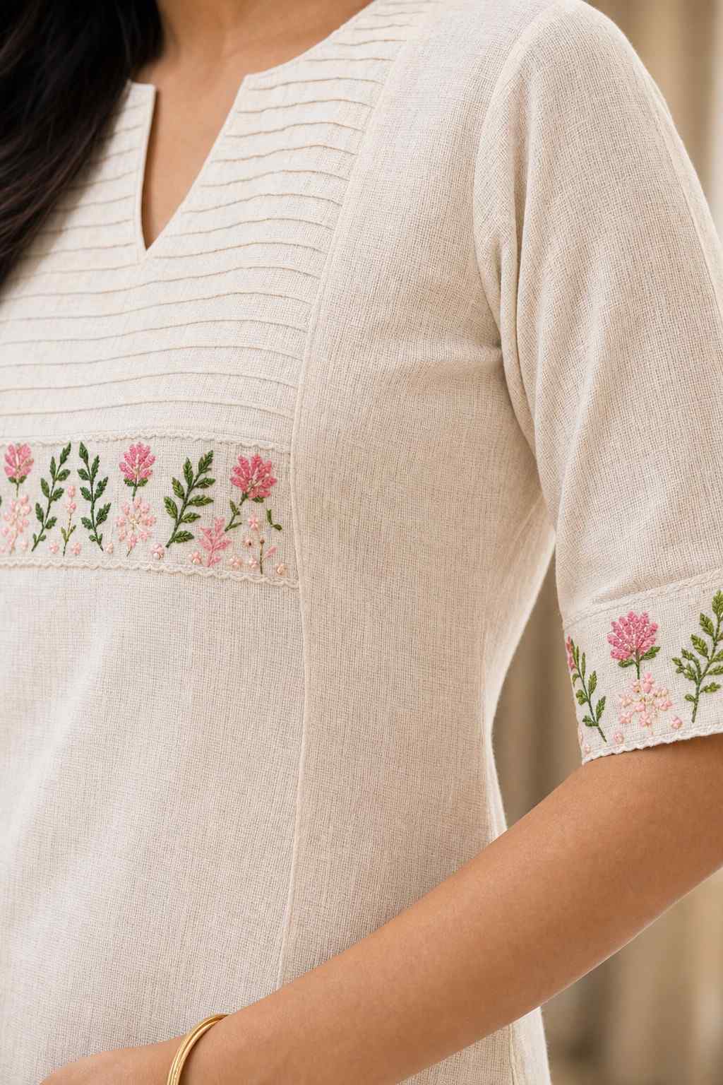 Women's Cotton Floral Printed Straight Kurti with Palazzo
