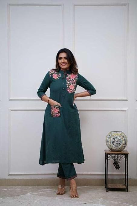 LoomBella LifestyleWomen's Cotton Printed Straight Kurti with Pant
