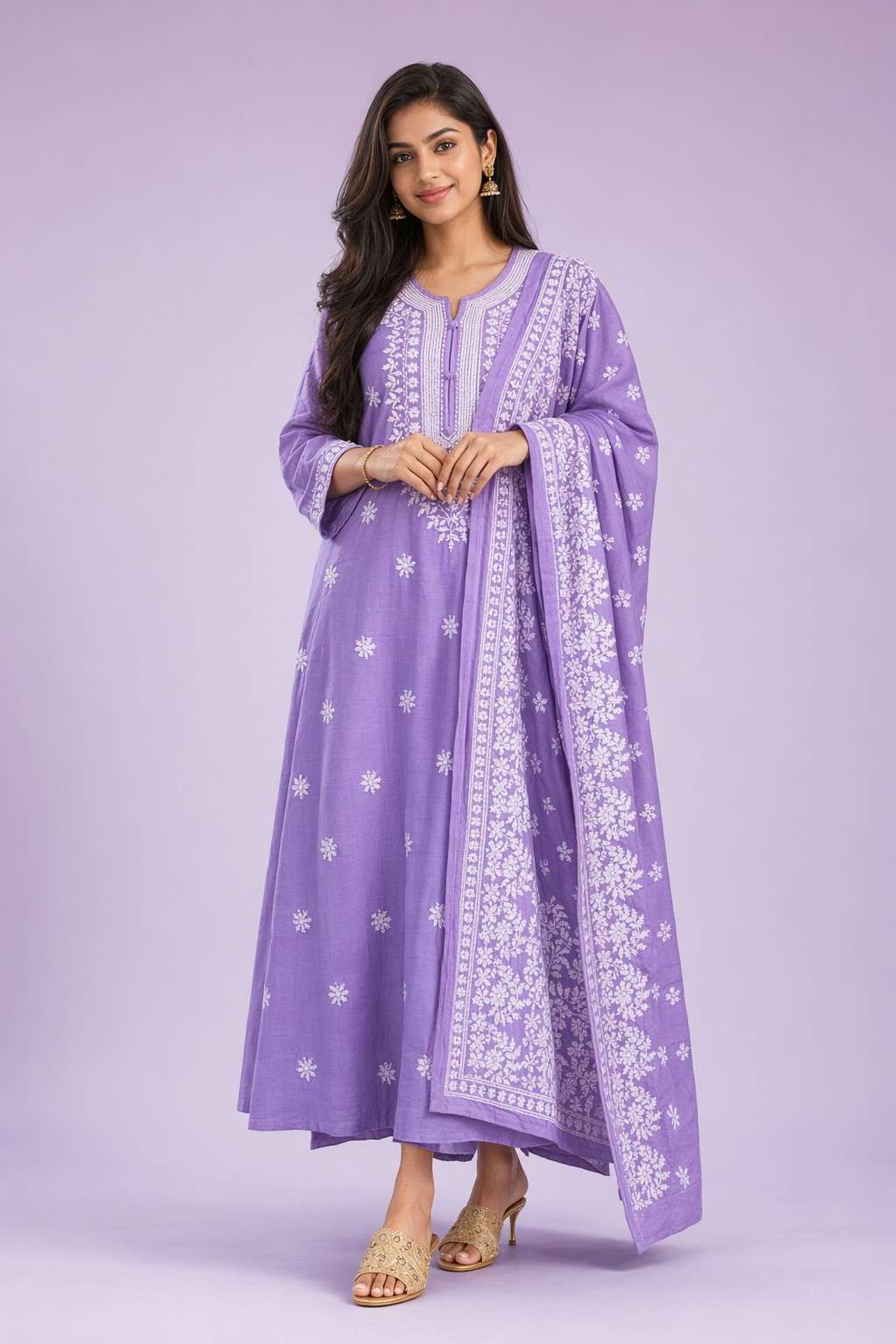 Fab Craft Studio Women’s Cotton Floral Printed Straight Kurti With Pant and Dupatta