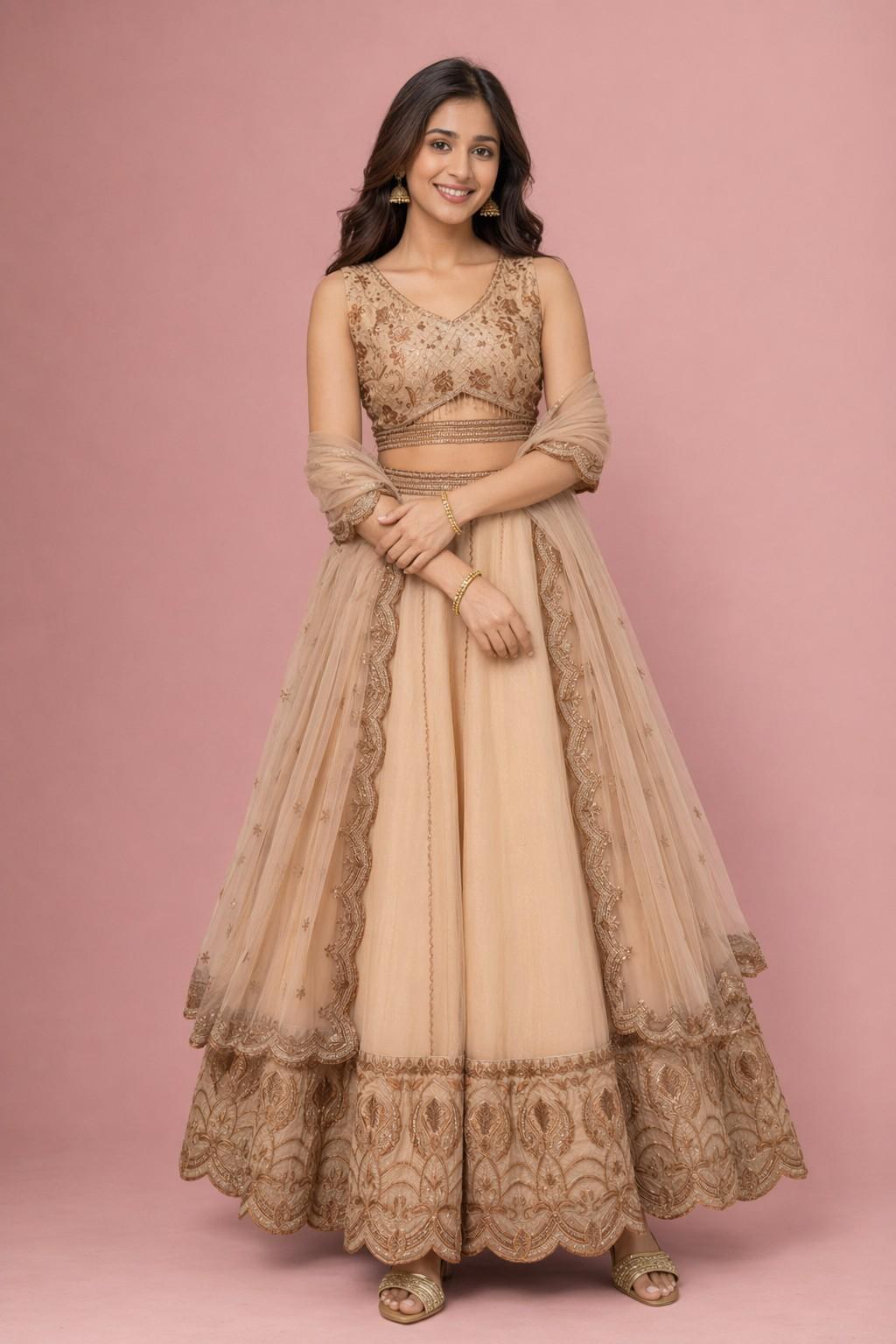 Spider Crush Lehenga Set with Sequins & Thread Embroidery Work