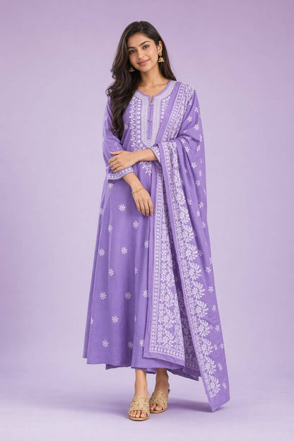 Fab Craft Studio Women’s Cotton Floral Printed Straight Kurti With Pant and Dupatta