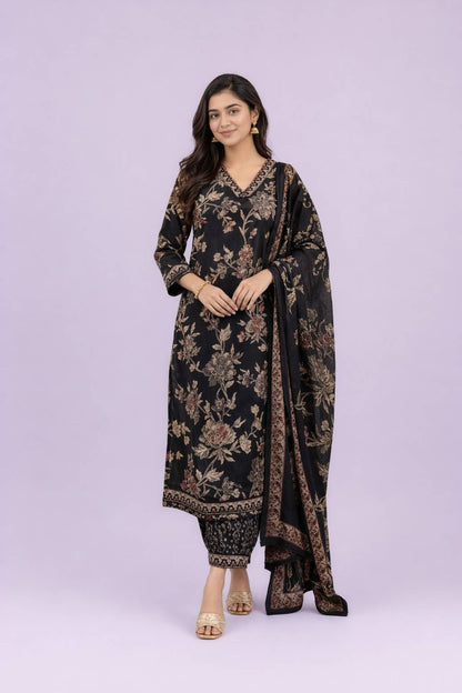 Fab Craft Studio Women's Cotton Floral Printed Straight Kurti With Afghani Style Pant and Dupatta Set