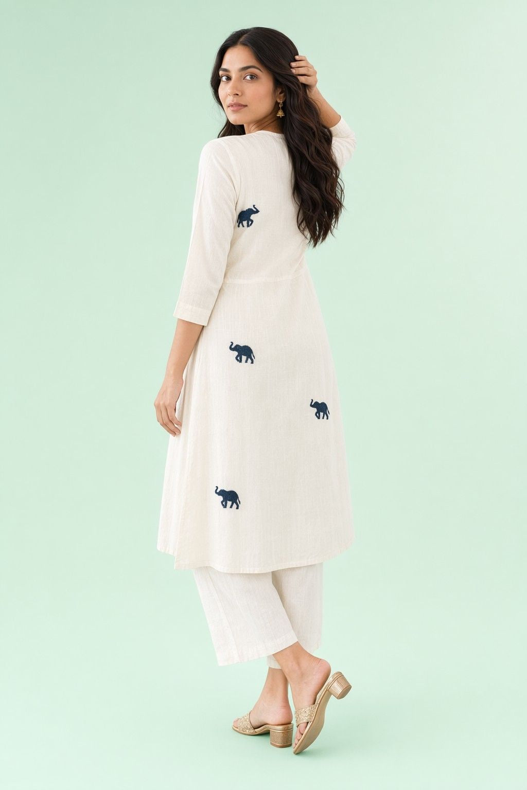 Fab Craft Studio Women's Cotton Printed Straight Kurti with Pant
