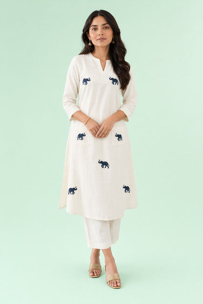 Fab Craft Studio Women's Cotton Printed Straight Kurti with Pant
