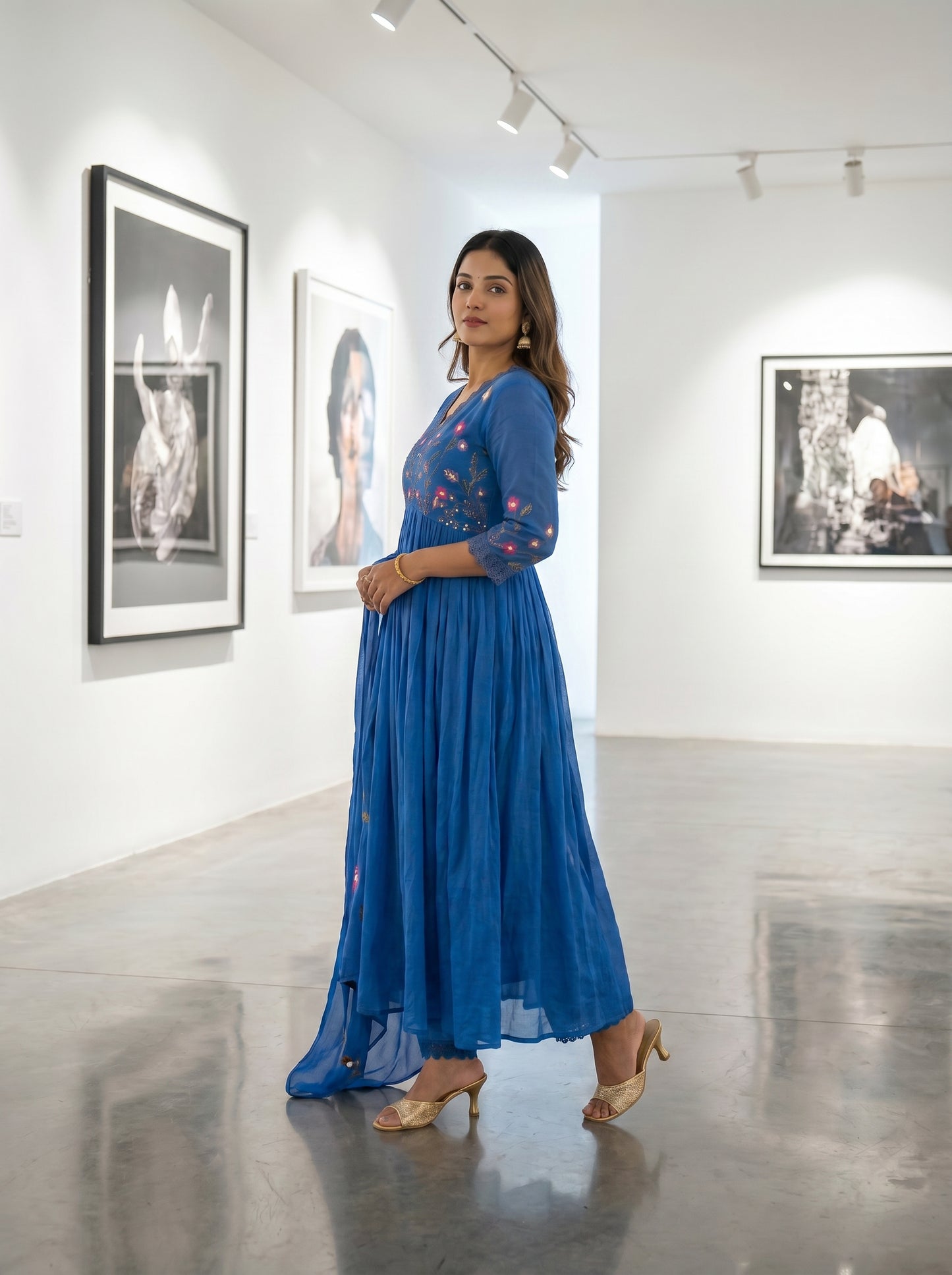 Embroidered Anarkali Kurta Set with Pant & Dupatta