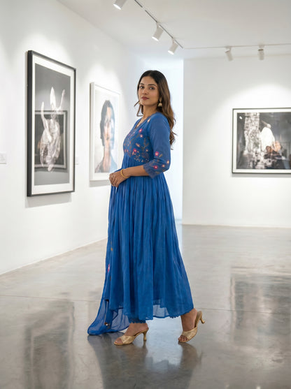 Embroidered Anarkali Kurta Set with Pant & Dupatta