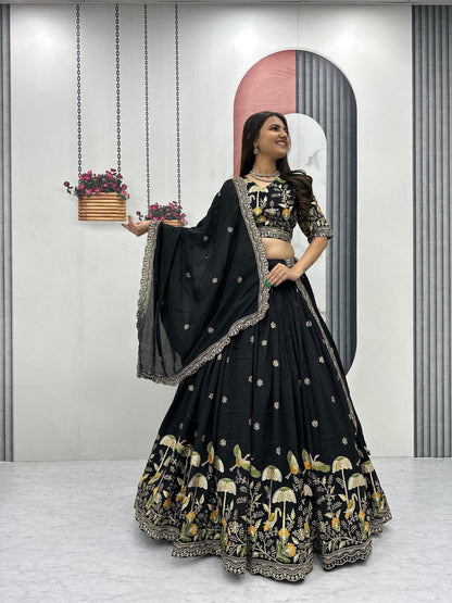 Festival Special Vichitra Silk Lehenga Choli Set with Embroidery & Sequence Work