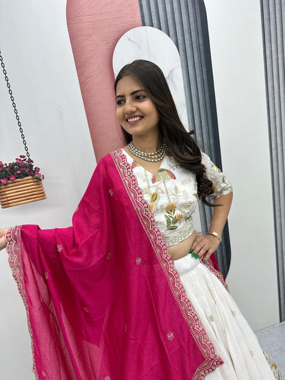 Festival Special Vichitra Silk Lehenga Choli Set with Embroidery & Sequence Work