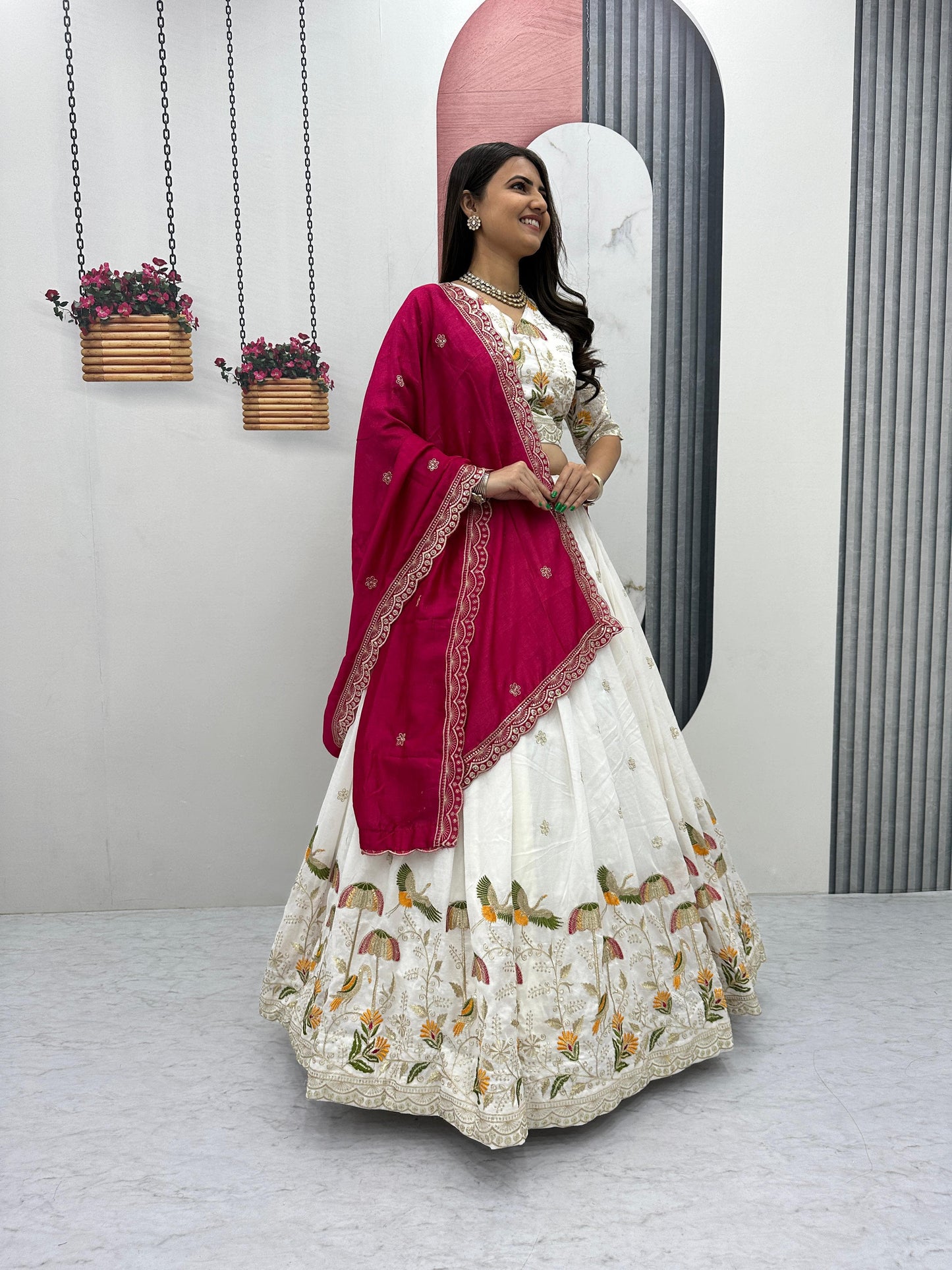 Festival Special Vichitra Silk Lehenga Choli Set with Embroidery & Sequence Work