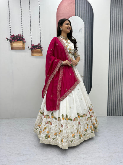 Festival Special Vichitra Silk Lehenga Choli Set with Embroidery & Sequence Work