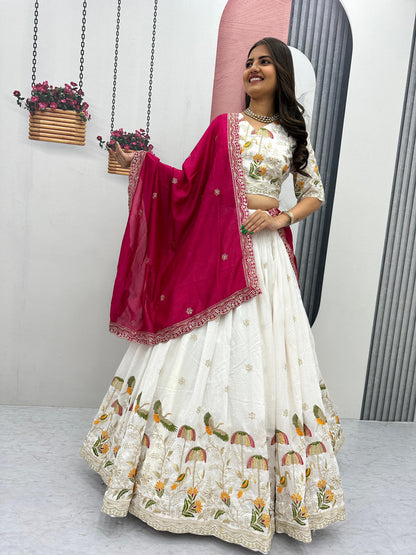 Festival Special Vichitra Silk Lehenga Choli Set with Embroidery & Sequence Work