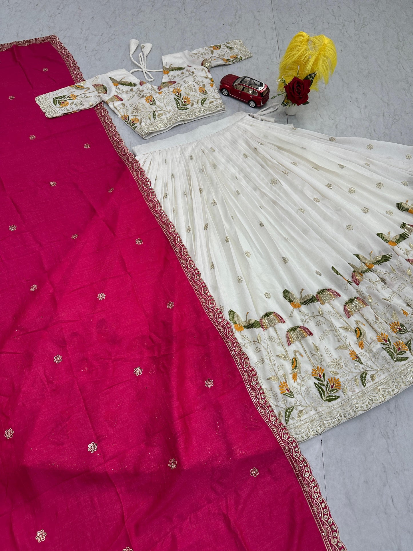 Festival Special Vichitra Silk Lehenga Choli Set with Embroidery & Sequence Work