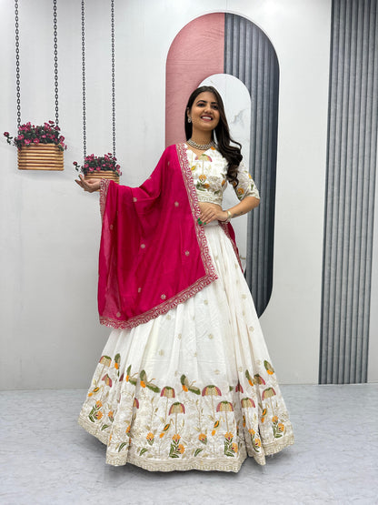 Festival Special Vichitra Silk Lehenga Choli Set with Embroidery & Sequence Work
