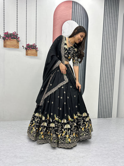 Festival Special Vichitra Silk Lehenga Choli Set with Embroidery & Sequence Work