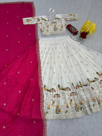 Festival Special Vichitra Silk Lehenga Choli Set with Embroidery & Sequence Work