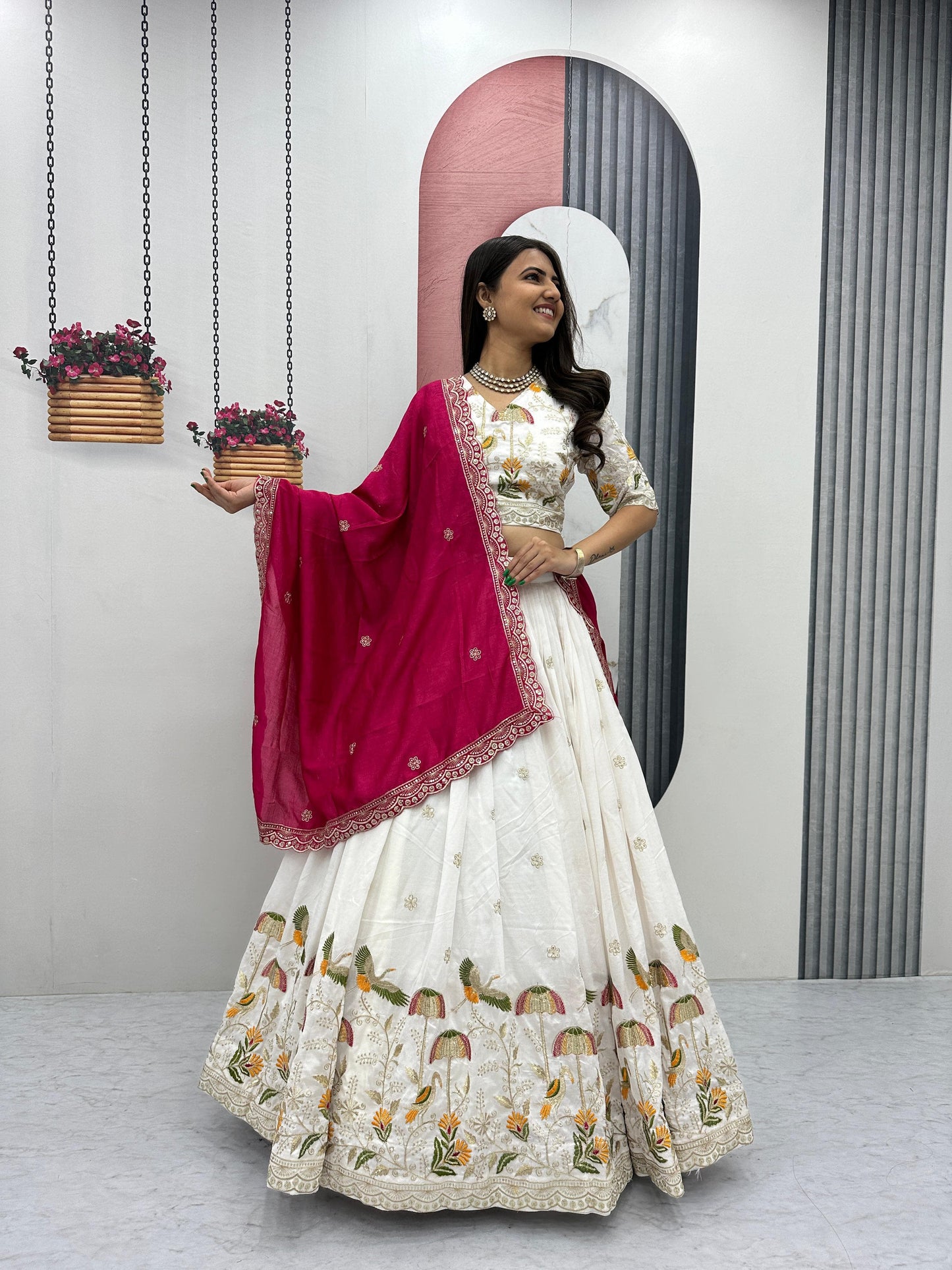Festival Special Vichitra Silk Lehenga Choli Set with Embroidery & Sequence Work