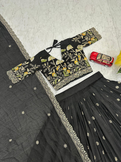 Festival Special Vichitra Silk Lehenga Choli Set with Embroidery & Sequence Work