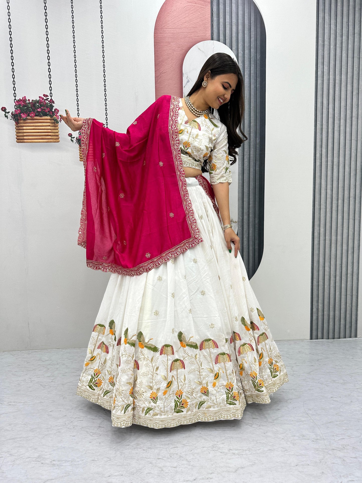 Festival Special Vichitra Silk Lehenga Choli Set with Embroidery & Sequence Work