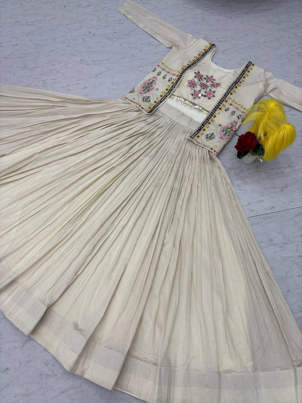 Festival Special Pure Tissue Shimmer Crop Top Lehenga Set with Jacket