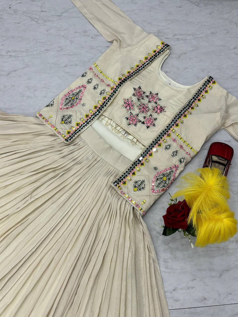 Festival Special Pure Tissue Shimmer Crop Top Lehenga Set with Jacket