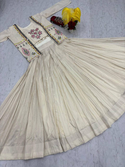 Festival Special Pure Tissue Shimmer Crop Top Lehenga Set with Jacket