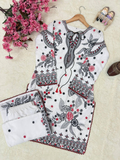 Premium Maslin Cotton Embroidered Cord Set with Plazzo