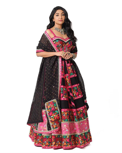 Navratri Special Muslin Cotton Chaniya Choli Set with Real Mirror Work