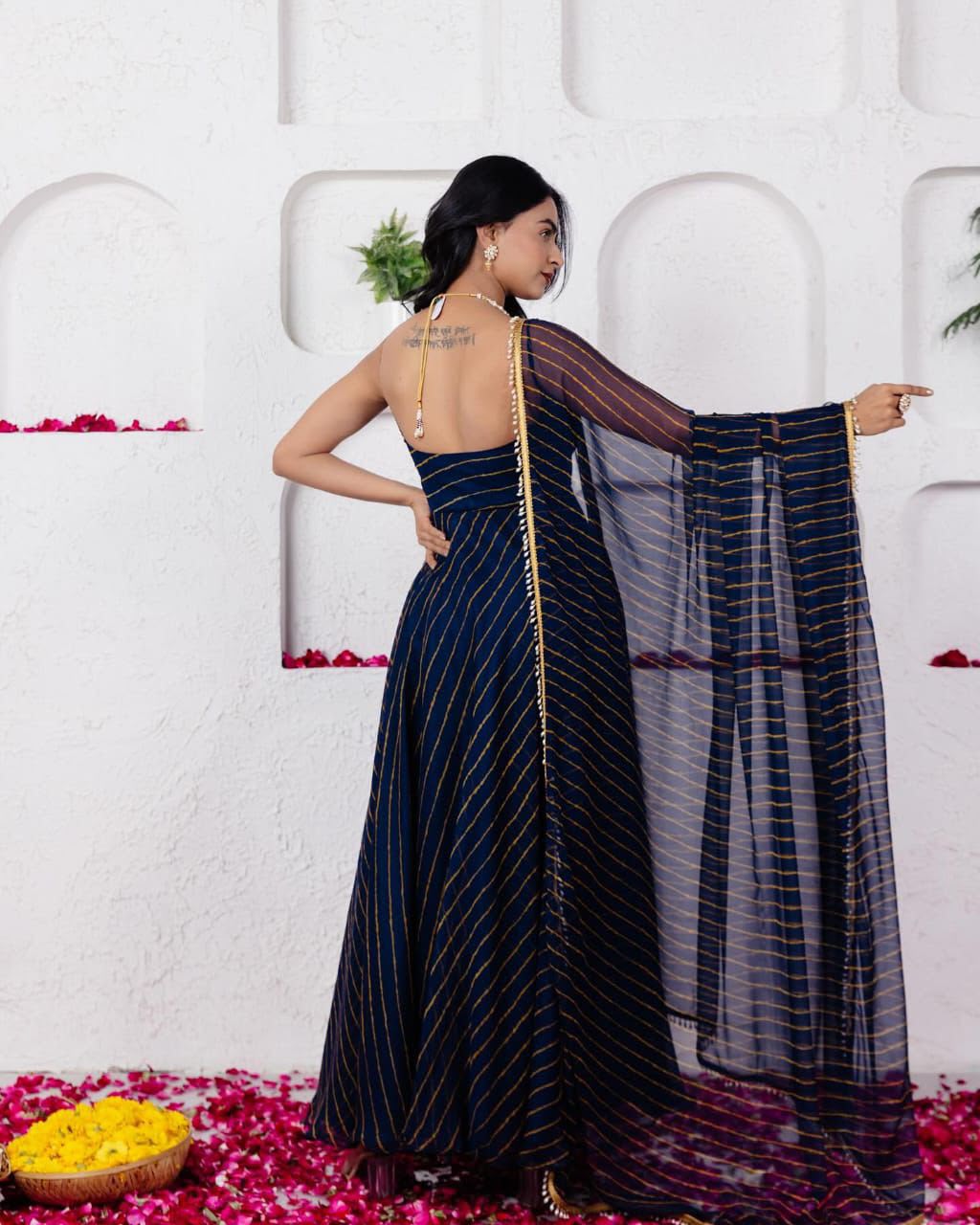 Digital Printed Georgette Anarkali Suit Set with Pant & Dupatta