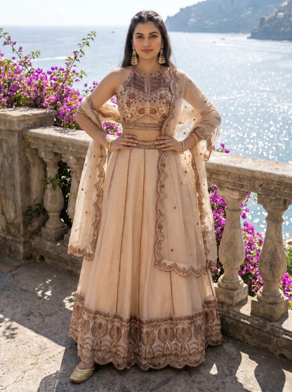 Spider Crush Lehenga Set with Sequins & Thread Embroidery Work