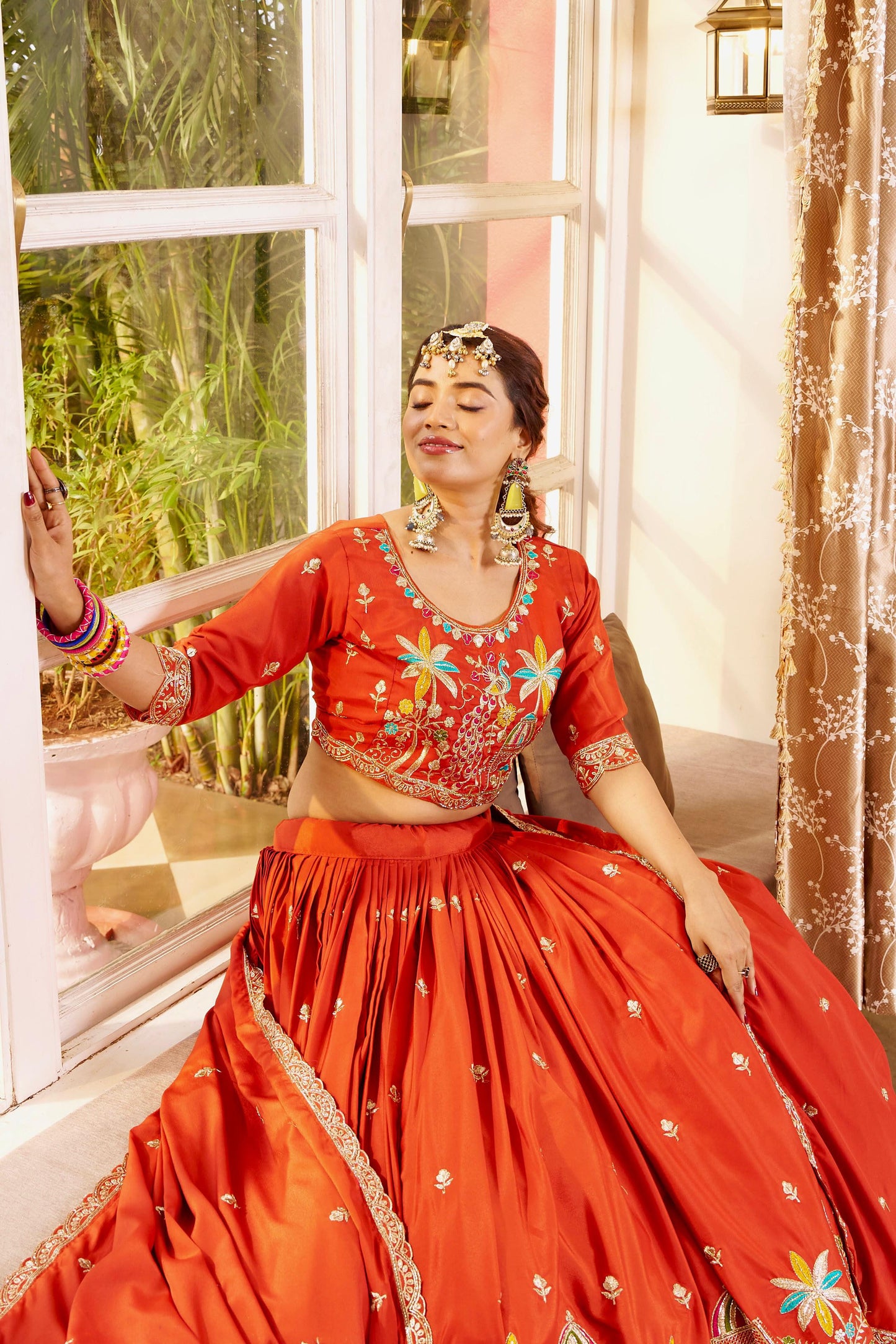 Wedding Collection Pure Crepe Silk Embroidered Lehenga Choli Set with Dupatta